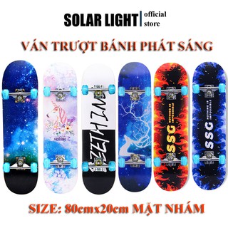 Ván trượt người lớn tại trọng 120kg, ván trượt thể thao skateboard có bánh phát sáng cho cả trẻ em