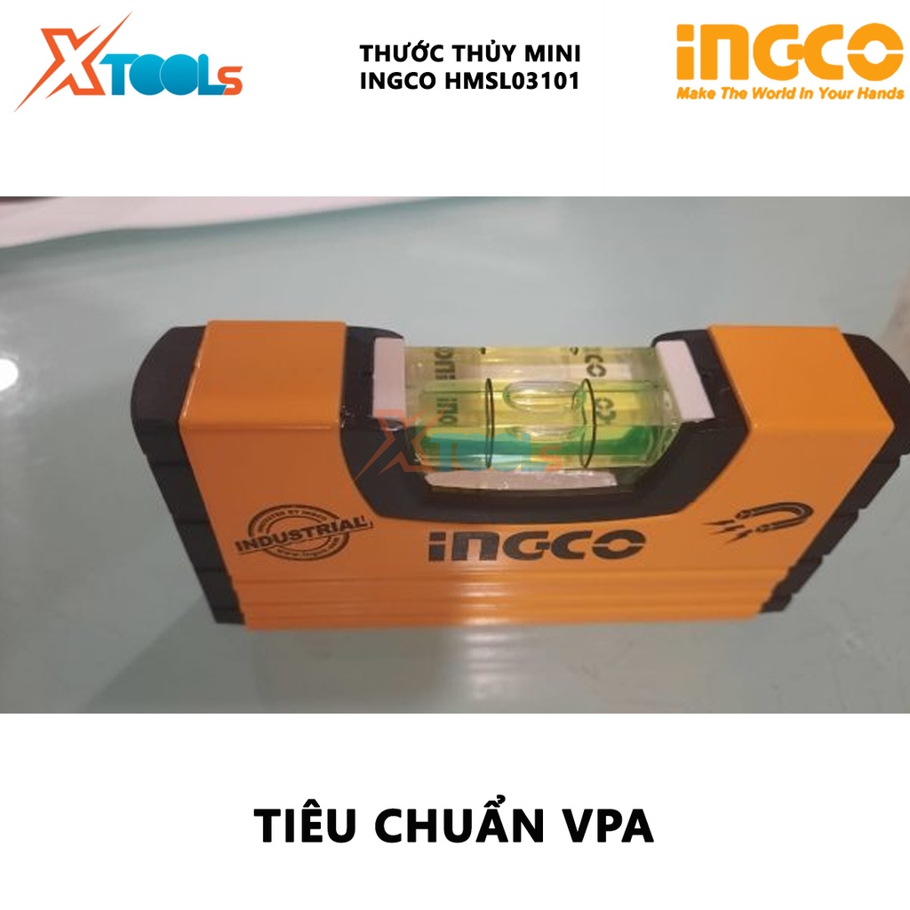 Thước thủy mini có từ INGCO HMSL03101 |Thước thủy 10cm Tiêu chuẩn VPA là sản phẩm