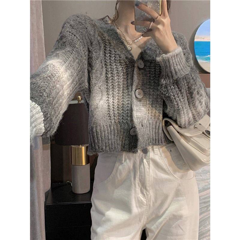 Áo Sweater Dệt Kim Màu Sắc Gradient Xinh Xắn Cho Nữ