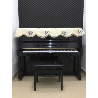Khăn phủ đàn piano cơ màu trắng sữa thêu hoa hồng