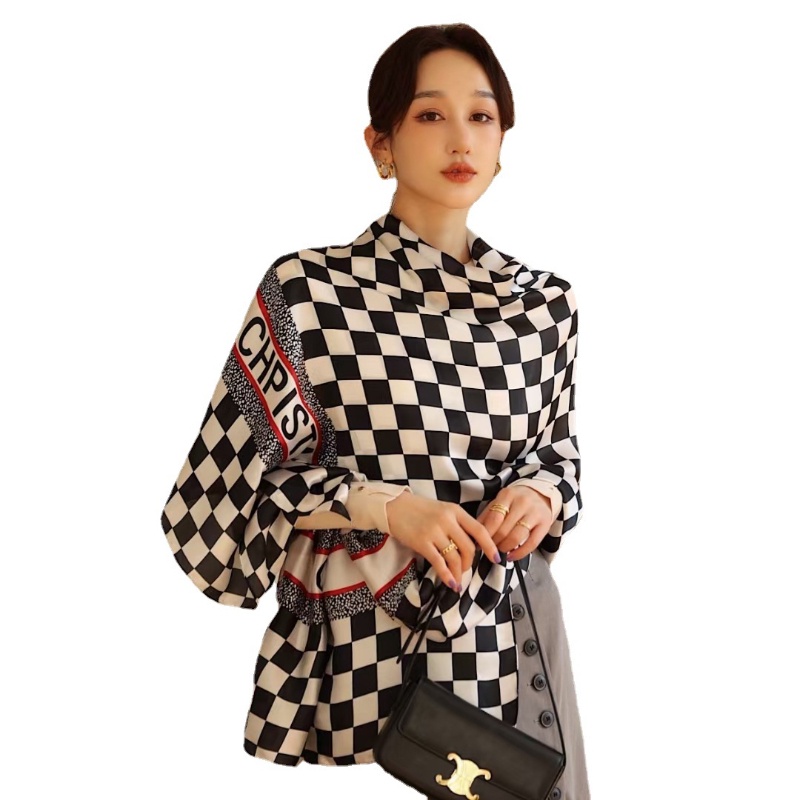 Khăn Choàng Cổ Dài Chống Nắng Bằng Lụa In Họa Tiết Thời Trang Đi Biển Mùa Hè Cho Nữ