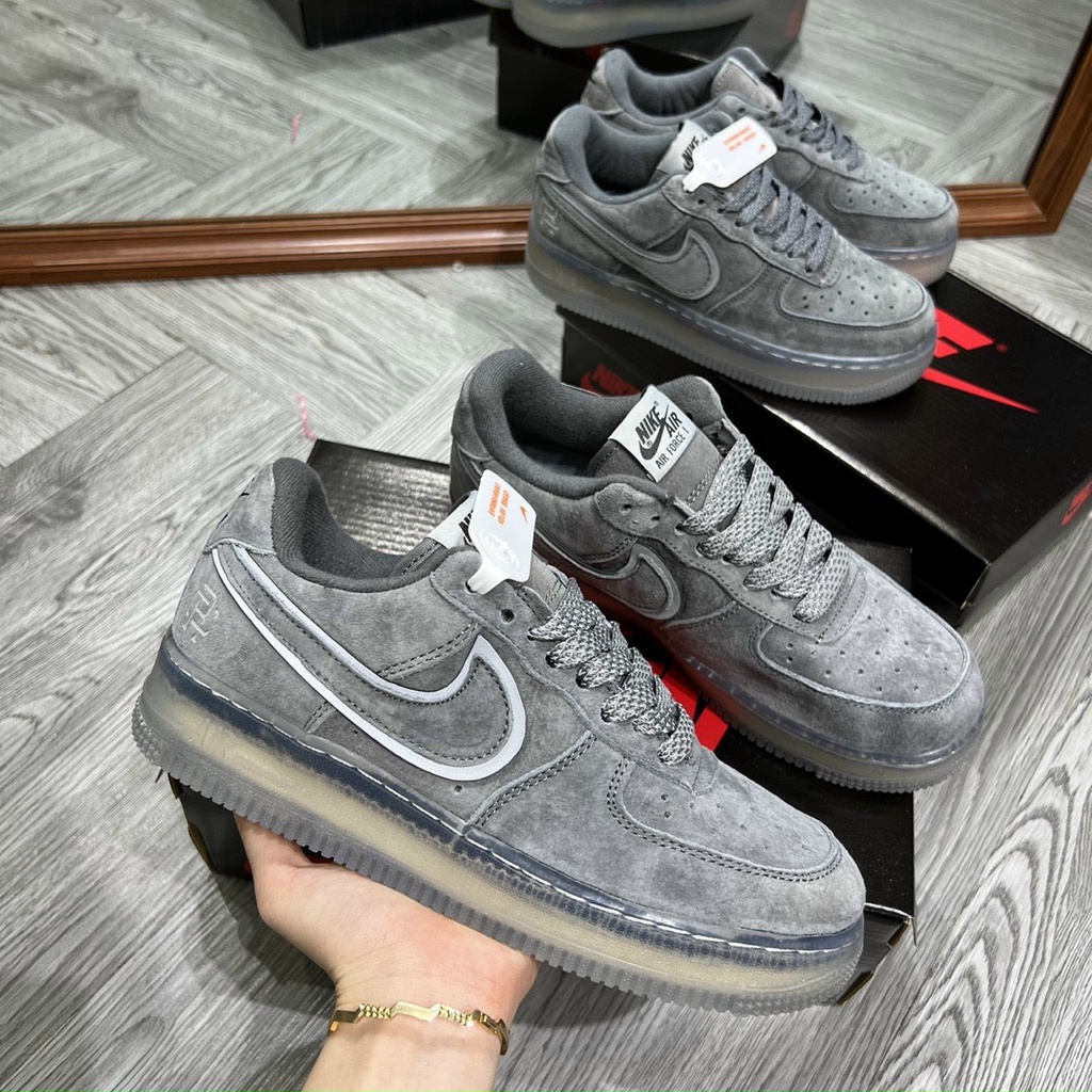 Giày Nam Nữ_Nike_Nỉ Xám Đế Trong Phản Quang Hàng Siêu Cấp Full Box
