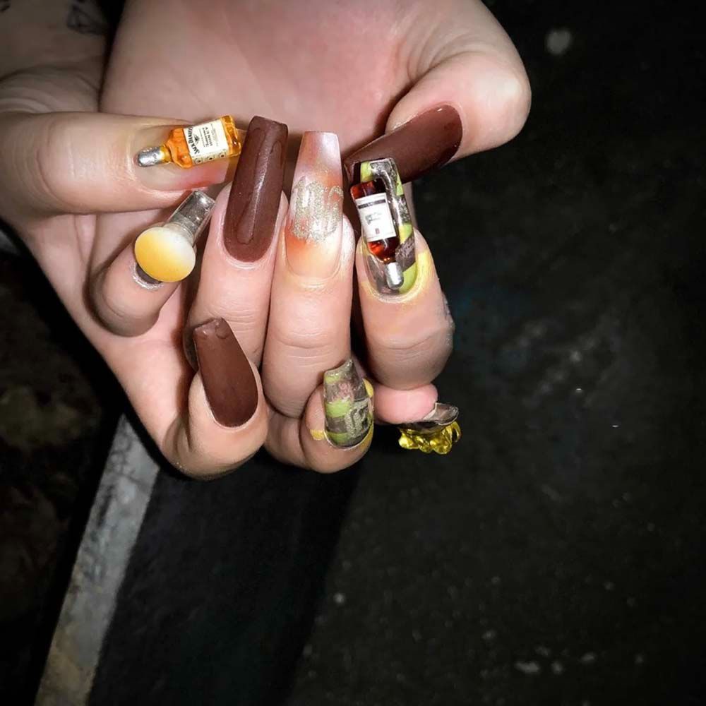 [Hàng mới về] Phụ kiện trang trí móng tay nghệ thuật hình chai rượu vang 3D đáng yêu