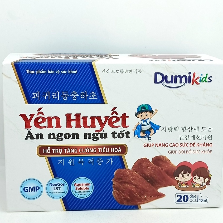 Yến Huyết Ăn ngủ ngon Dumikids Bổ sung lysine, vitamin & acid amin cho cơ thể - Hộp 20 ống