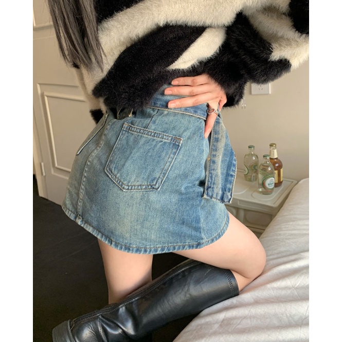 LALISAS Quần short denim Lưng Cao Thời Trang Hàn Quốc Quyến Rũ Cho Nữ