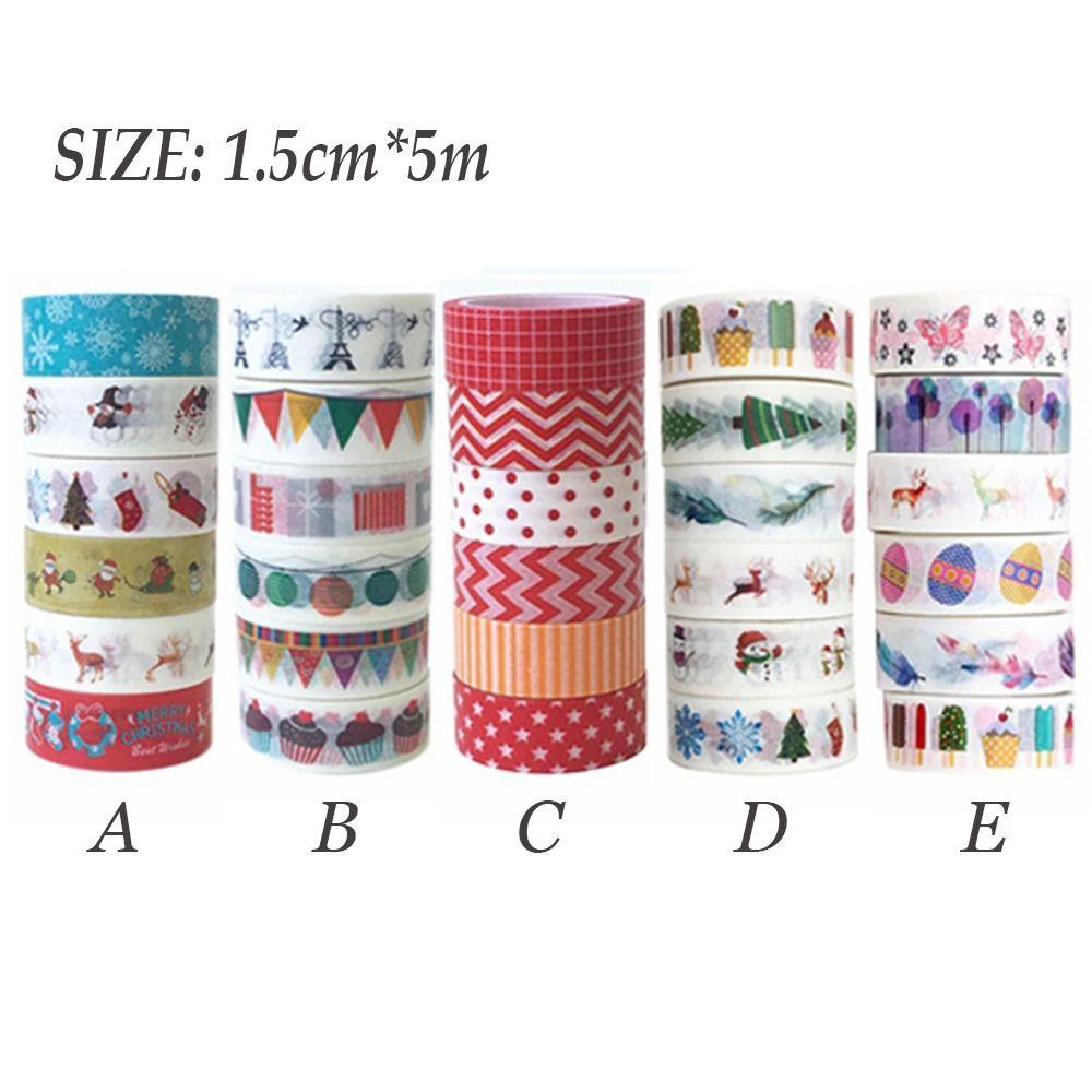 LAKAMIER Set 6 Cuộn Băng Dính Họa Tiết Giáng Sinh