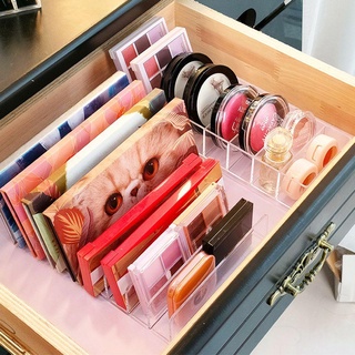 DIEAIYA Compact Makeup Palette Organizer Transparent 7-Section Divided Eyeshadow Tray Storage Rack BPA-Free Face Powder Bathroom Plastic Vanity Countertop Cosmetics Storage Eyeshadow Blush Holder/Multicolor