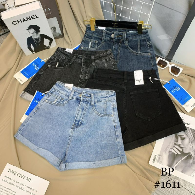 Quần sooc jean trơn gập gấu hàng QCL1