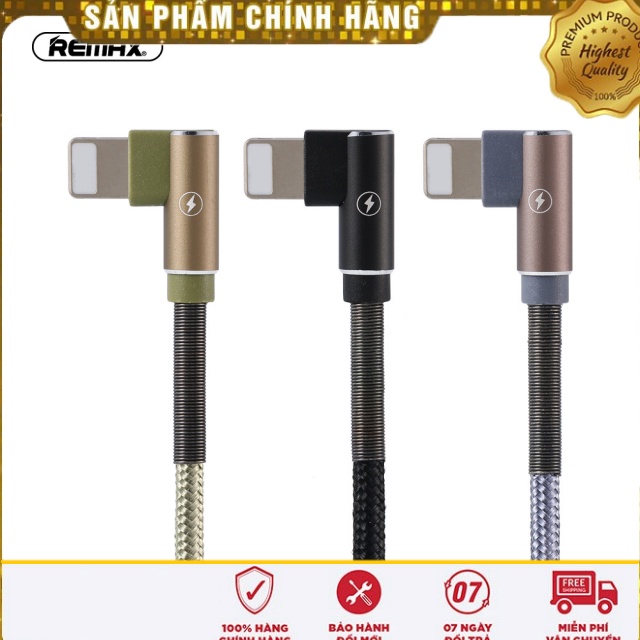 Dây cáp sạc nhanh Remax chống gãy RC 119i Quặp L