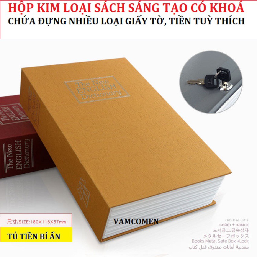 [QUÀ TẶNG] Két Sắt Chiêu Tài Hình Quyển Sách, Có Khoá, Đem Đến May Mắn Trong Kinh Doanh.Tặng Kèm Quạt Pin Cầm Tay 45k