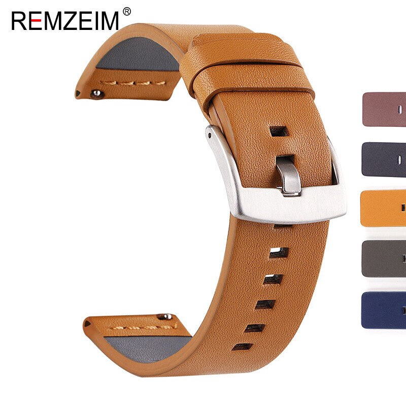 Dây Đeo Bằng Da 18 20 22 24mm Cho Đồng Hồ Thông Minh Samsung Galaxy Watch 42mm 46mm Amazfit Gtr Bip 40mm 44mm Gear Sport S2 S3