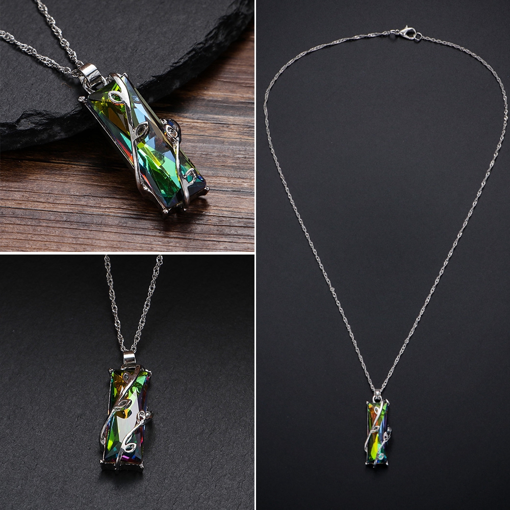 Dây chuyền mặt đá topaz màu sắc cầu vồng trang trí chuỗi dây leo sáng tạo