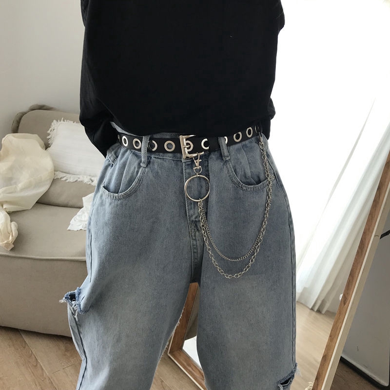 Thắt Lưng Đơn Giản Phối Dây Xích Phong Cách Retro Harajuku