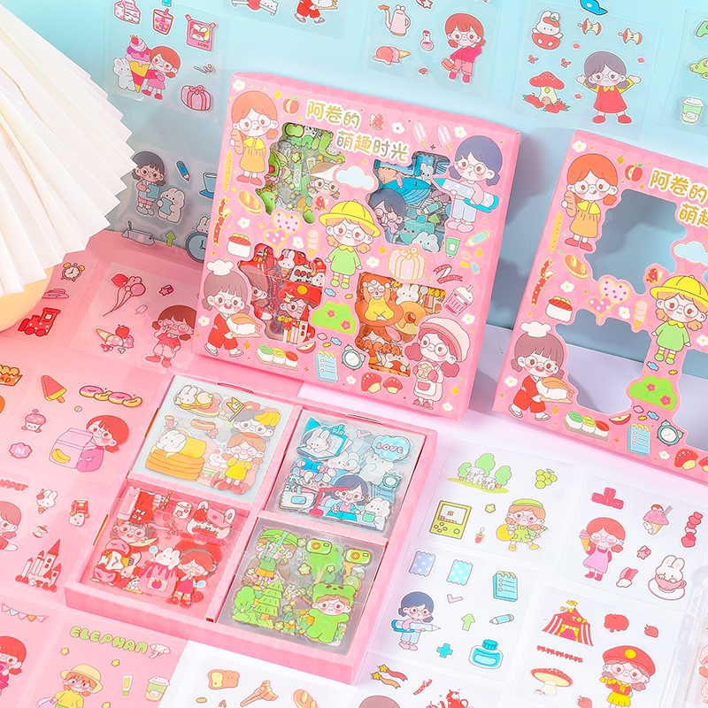 Set 100 Miếng Dán Hoạt Hình Xinh Xắn Dùng Để Trang Trí