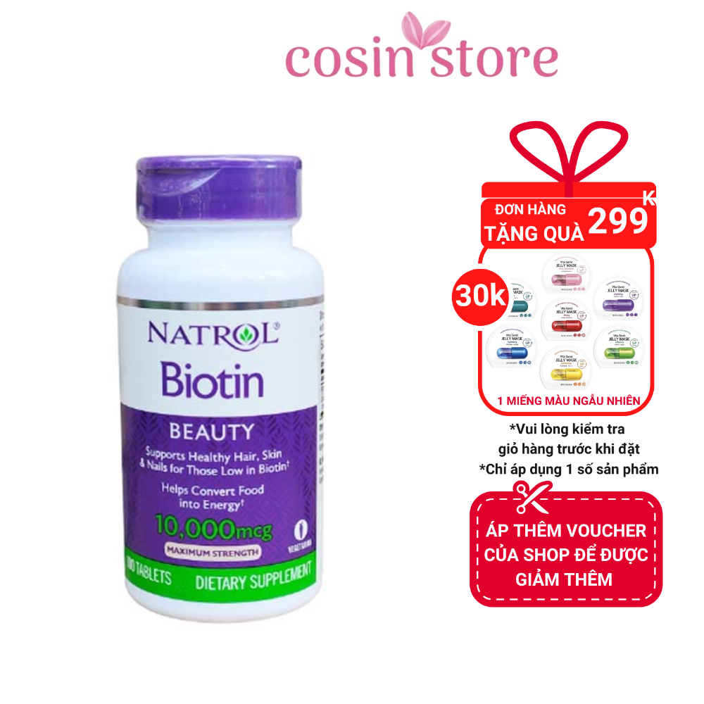 Viên Uống Hỗ Trợ Mọc Tóc Natrol Biotin 10000 Mcg 100 Viên Của Mỹ
