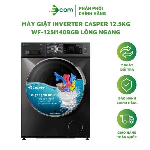 Máy Giặt Inverter Casper 12.5KG WF-125I140BGB Lồng Ngang