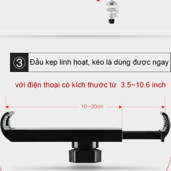 Giá đỡ điện thoại ipad kẹp đầu giường kẹp bàn đa năng để xem phim livestream đt cao cấp