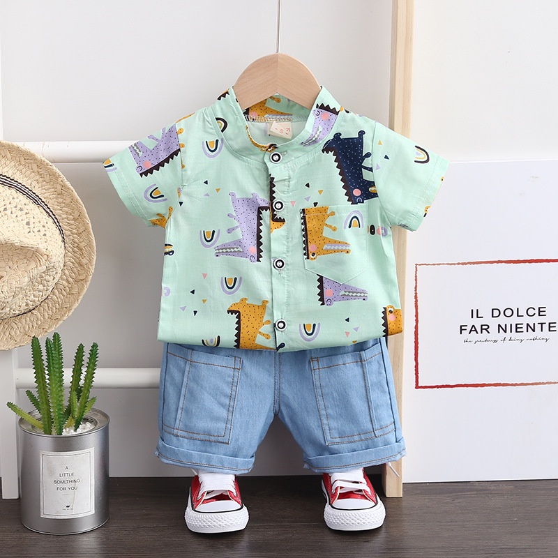 Bộ đồ sơ mi cộc tay cho bé trai Funny Aligator CTF128 - Màu: Nhiều màu