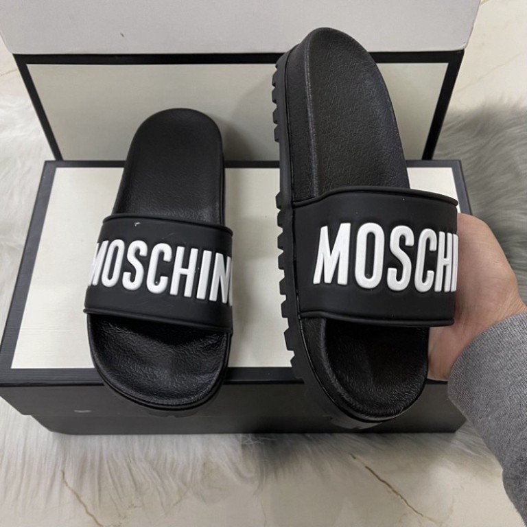 [Ảnh+Video thật] Dép Moschino Đế Cao Su 4 cm - Dép Quai Ngang Nam Nữ Cao Cấp Hottrend 2022