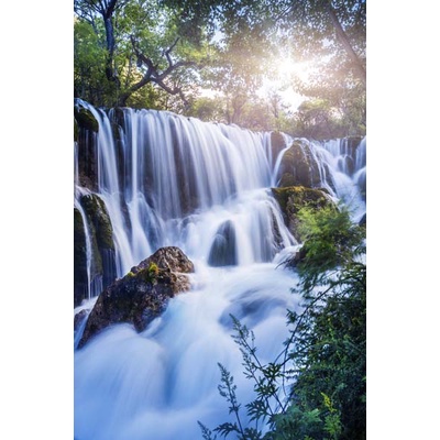 Tranh dán tường 3d thác nước quanh co, uốn lượn và gập ghềnh, chiêm ngưỡng một khung cảnh tuyệt đẹp