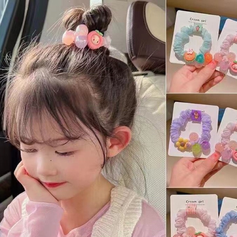 BUÔC TÓC NHÚNG ĐÍNH ICON PHỐI 3 HẠT CHÂU K518