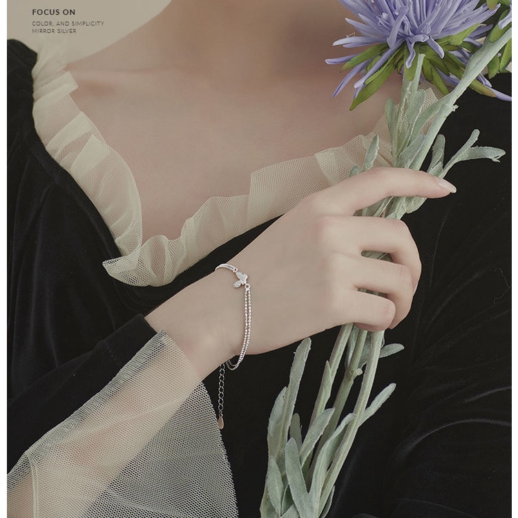 Vòng Tay Hai Lớp s925 Họa Tiết Bướm Đơn Giản Xinh Xắn Dành Cho Nữ | BigBuy360 - bigbuy360.vn