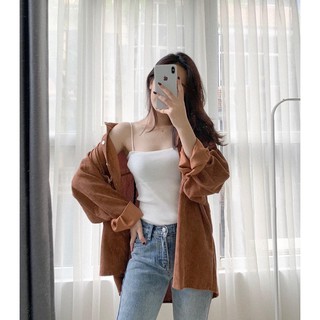 Sơmi Nhung Gân Oversize