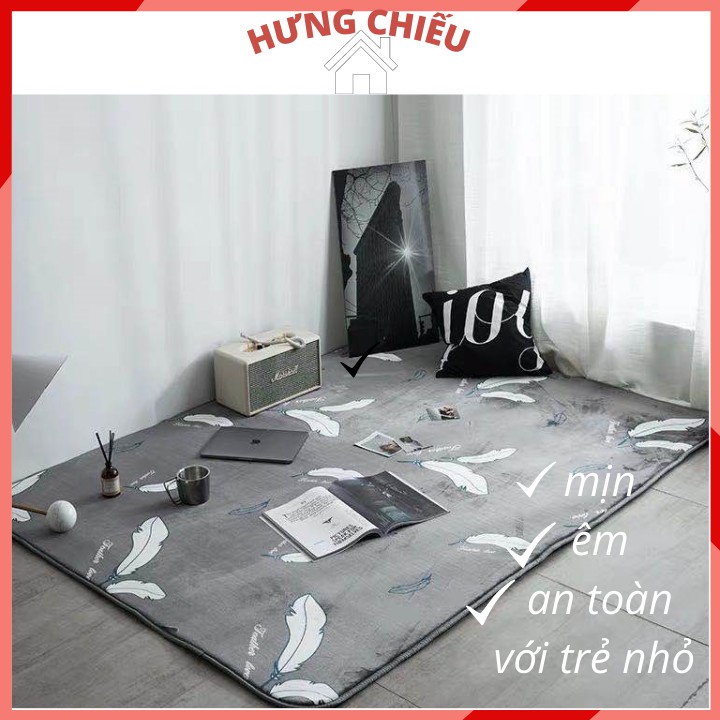 Thảm trải sàn nỉ nhung lông mịn, thảm lót sàn trang trí phòng khách decor phòng ngủ