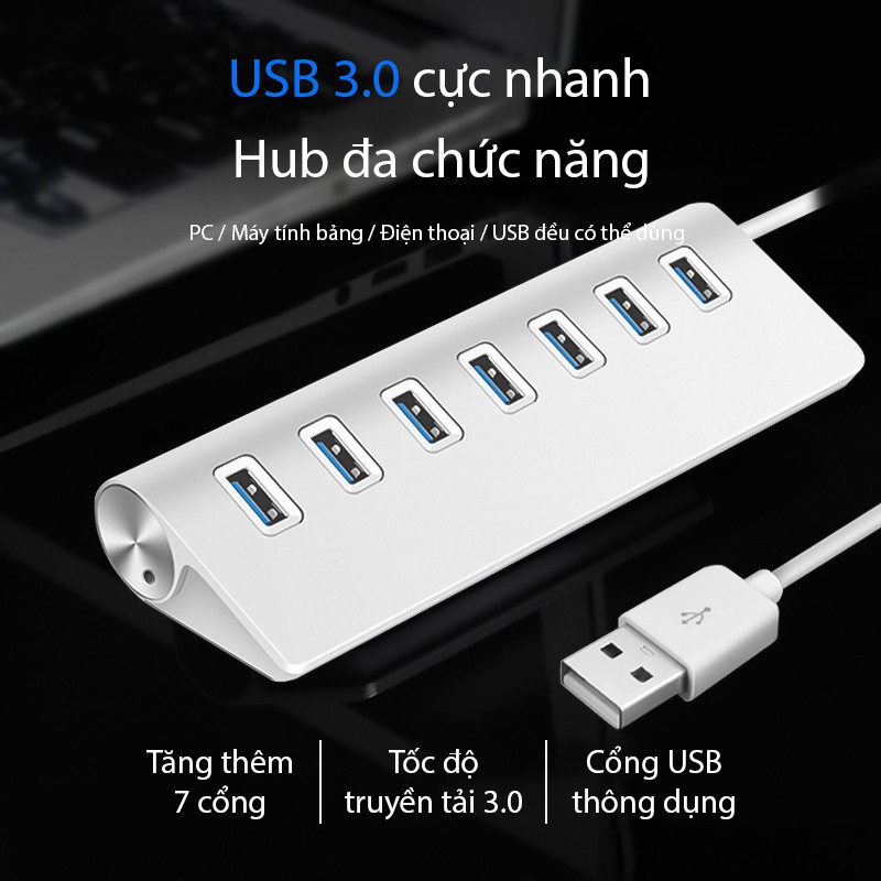 Hub bộ chia USB 3.0 cực hiện đại chất liệu hợp kim nhôm tốc độ cực nhanh có thể sử dụng cho nhiều thiết bị