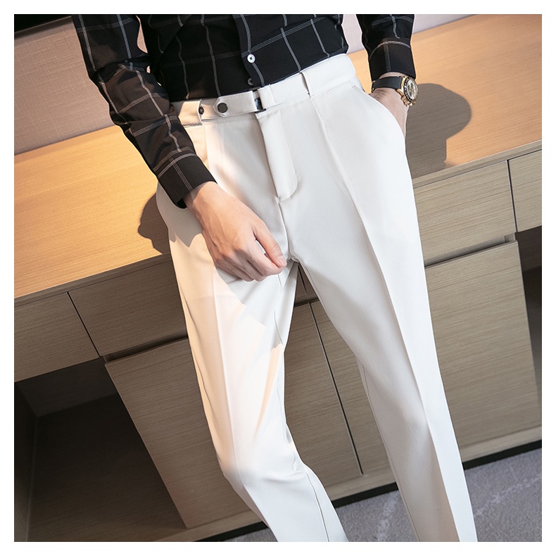 Quần âu baggy nam ống côn Hàn Quốc, quần tây nam đen vải mềm mịn không bai xù VINTINO QAK