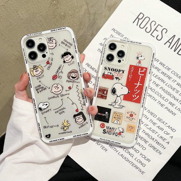 Casing Samsung Galaxy S20 S20 S21 S21+ FE 5G S10 Note 10 Lite Plus 20 Ultra M51 M52 4G 5 Clear Cartoon Snoopy Charlie Tpu Airbag Shockproof Soft Phone Case Full Back Cover 1HLE 33