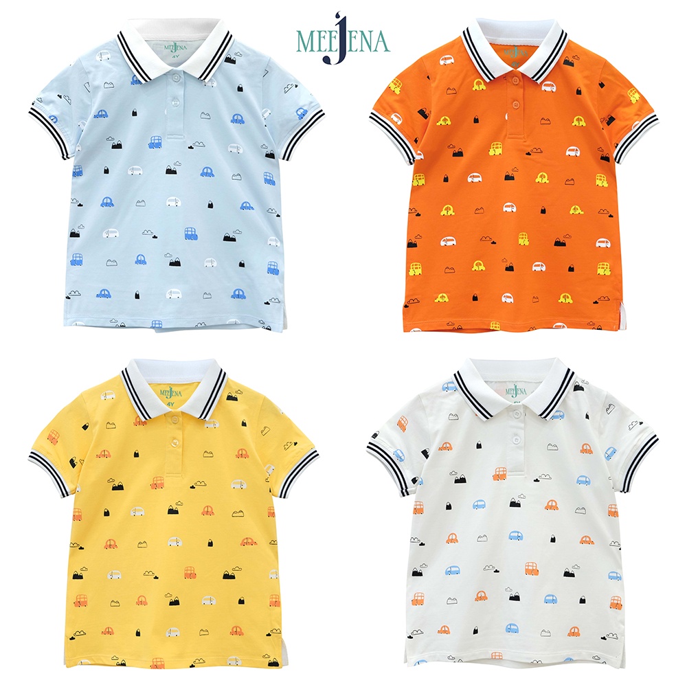 Áo Polo bé trai MEEJENA từ 1-7 tuổi In Xe, Chất liệu 100% COTTON 4C - 1014