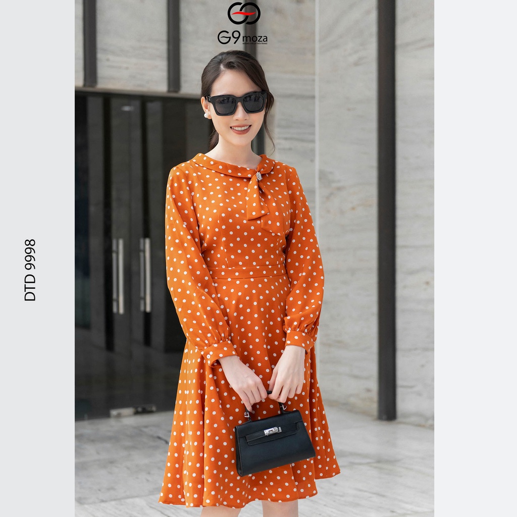 Đầm xòe G9moza 9998 với chất liệu Lụa nhật tạo nên phong cách Công sở, dạo phố Trẻ trung, nữ tính