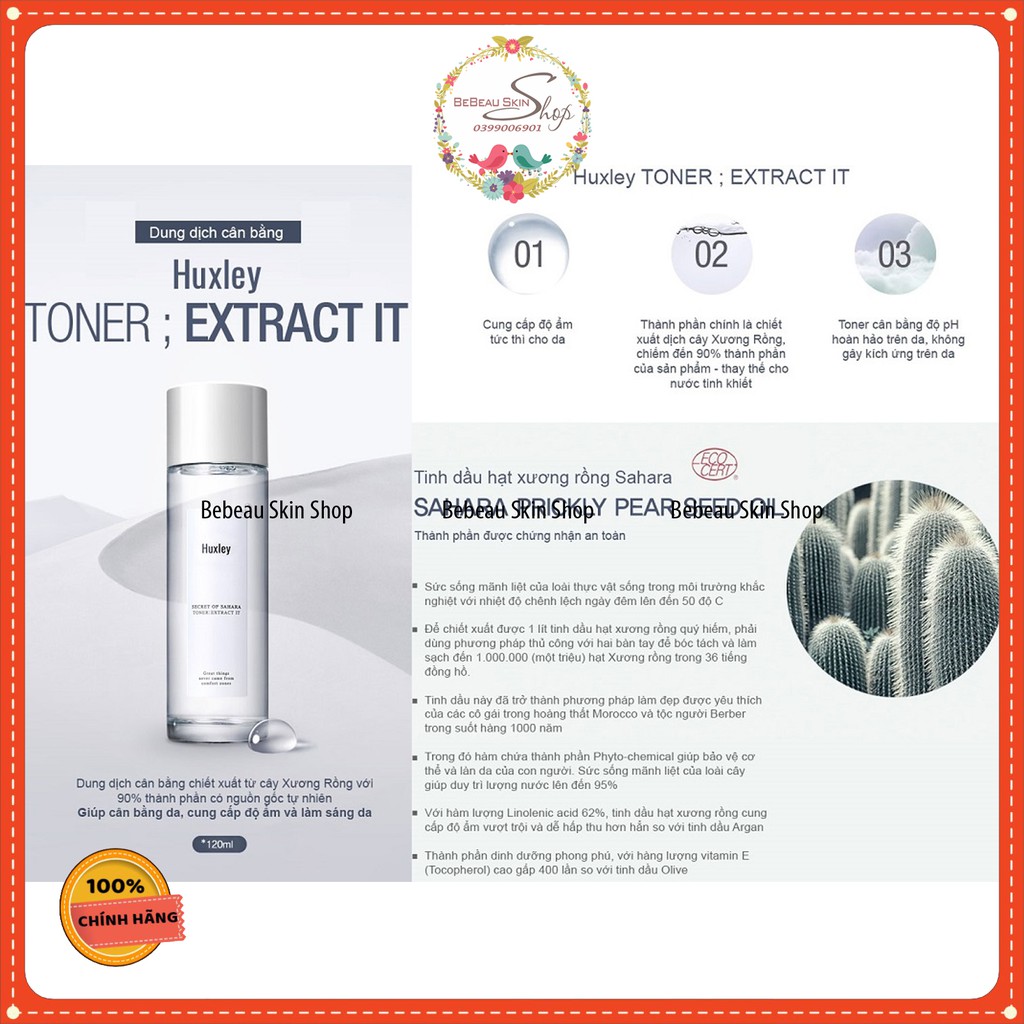 Toner nước hoa hồng Huxley (Full box)