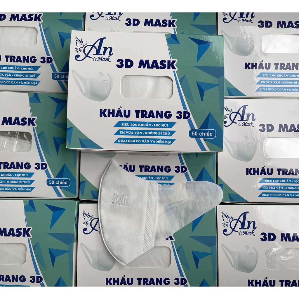 Khẩu trang 3D mask An công nghệ Nhật giúp chống bụi vi khuẩn hiệu quả hộp 50 cái