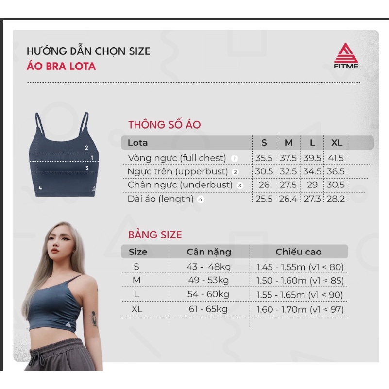 Bộ thể thao nữ Fitme áo bra tập gym Lota, quần legging đùi co giãn 4 chiều năng động thấm hút tốt