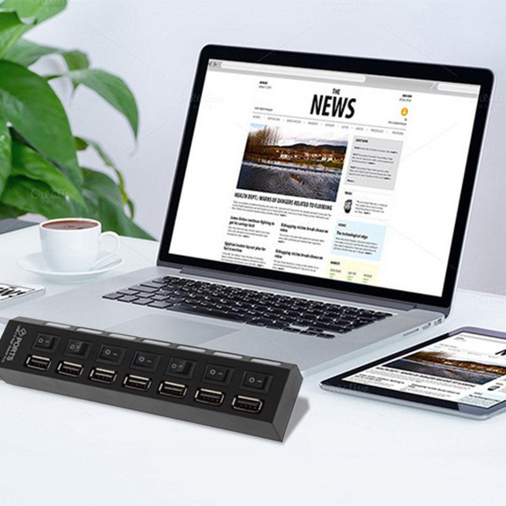 Bộ HUB Gồm 7 Cổng USB 20 Kèm Công Tắc On / Off Siêu Tiện Lợi Dành Cho Điện Thoại