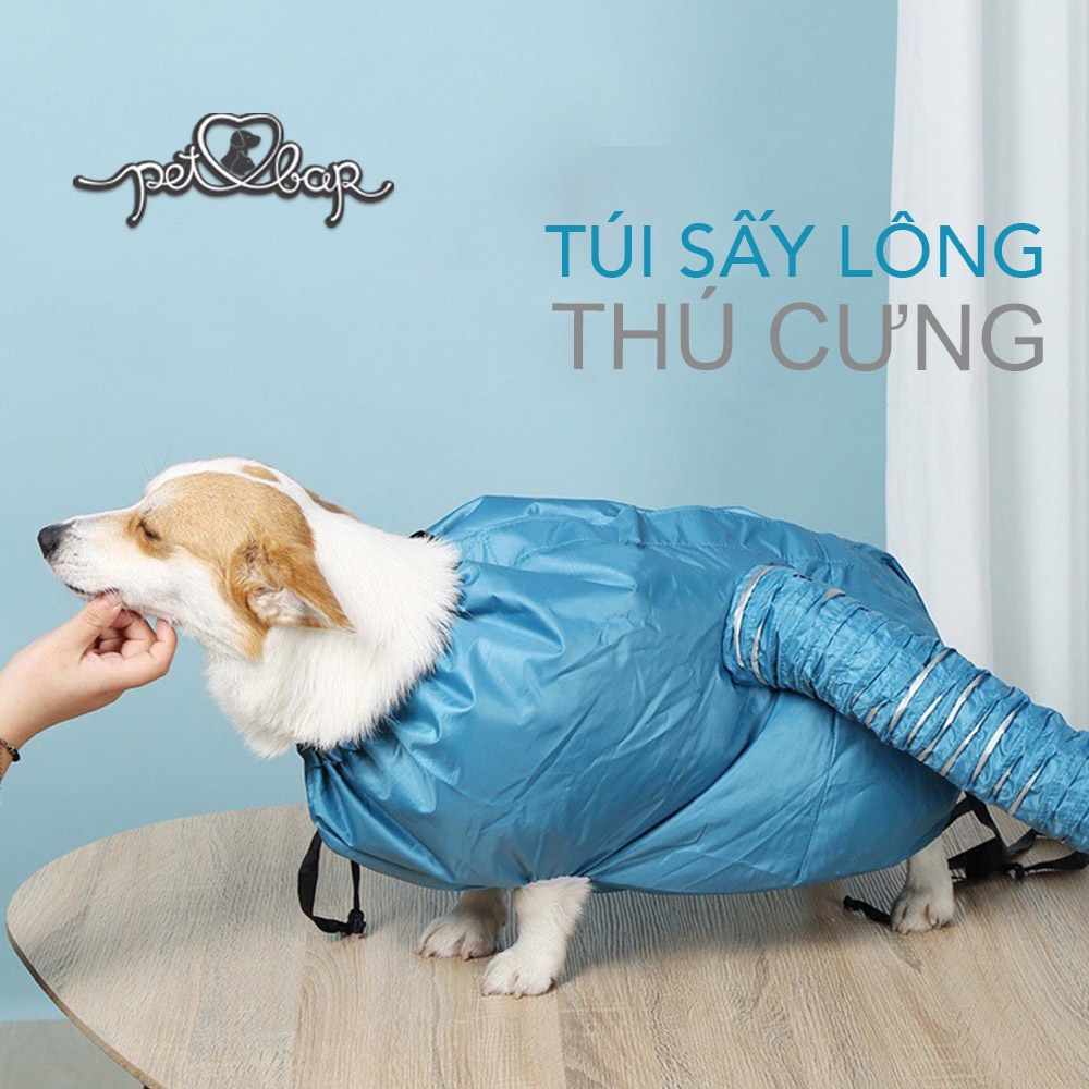 Túi sấy lông cho thú cưng siêu tiện lợi giúp tiết kiệm thời gian và công sức với chất liệu phim mạ bạc khô cực nhanh
