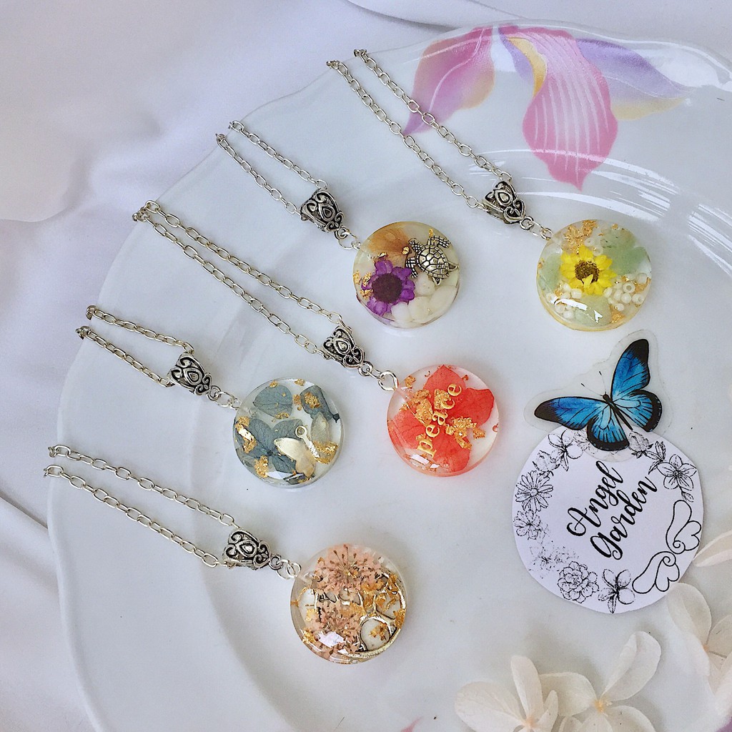 Dây Chuyền Hoa Thật Tròn Theo Yêu Cầu Vòng Cổ Thiết Kế Handmade Custom ANGEL GARDEN 999