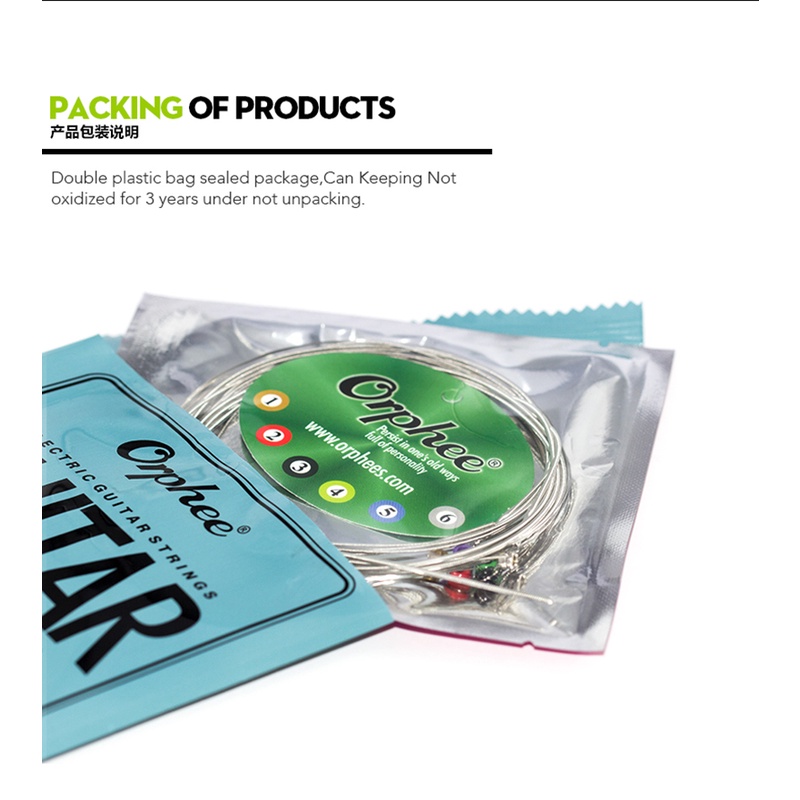 Orphee Bộ Dây Đàn guitar Điện Bằng Thép carbon 6 Dây Chuyên Dụng