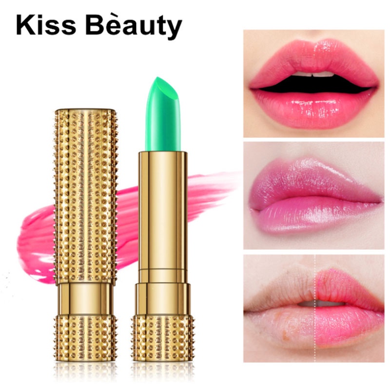 Son dưỡng môi KISS BEAUTY đổi màu theo nhiệt độ, chống thấm nước, lâu trôi, dưỡng ẩm cho môi mềm mịn, chống nứt nẻ