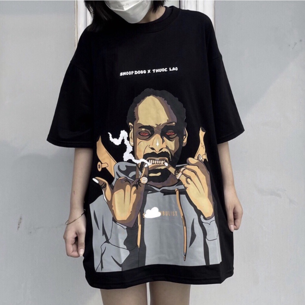 Áo thun nam nữ unisex tay lỡ Áo Snoop Dog pinkjamy, áo phông form rộng cổ tròn chất đẹp