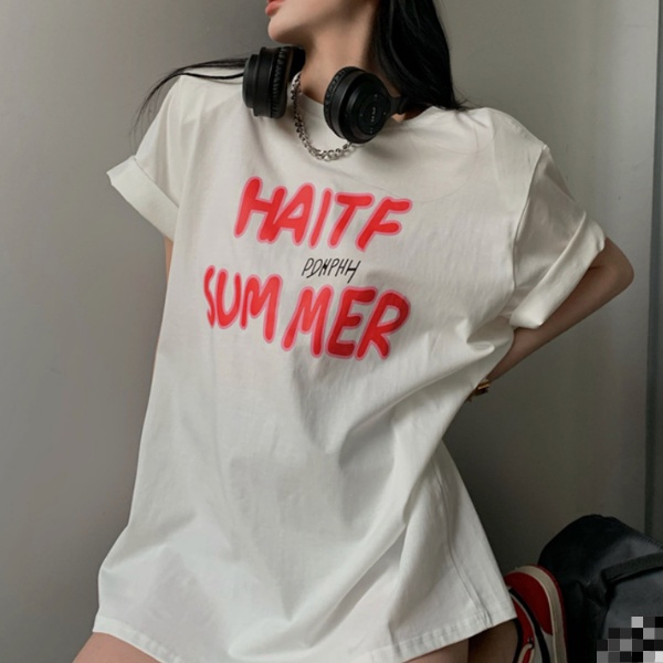 Áo thun tay lỡ in chữ HALTF SUMMER  ❤️ Áo phông oversize form rộng unisex  nam nữ  - A04 - Happy Style