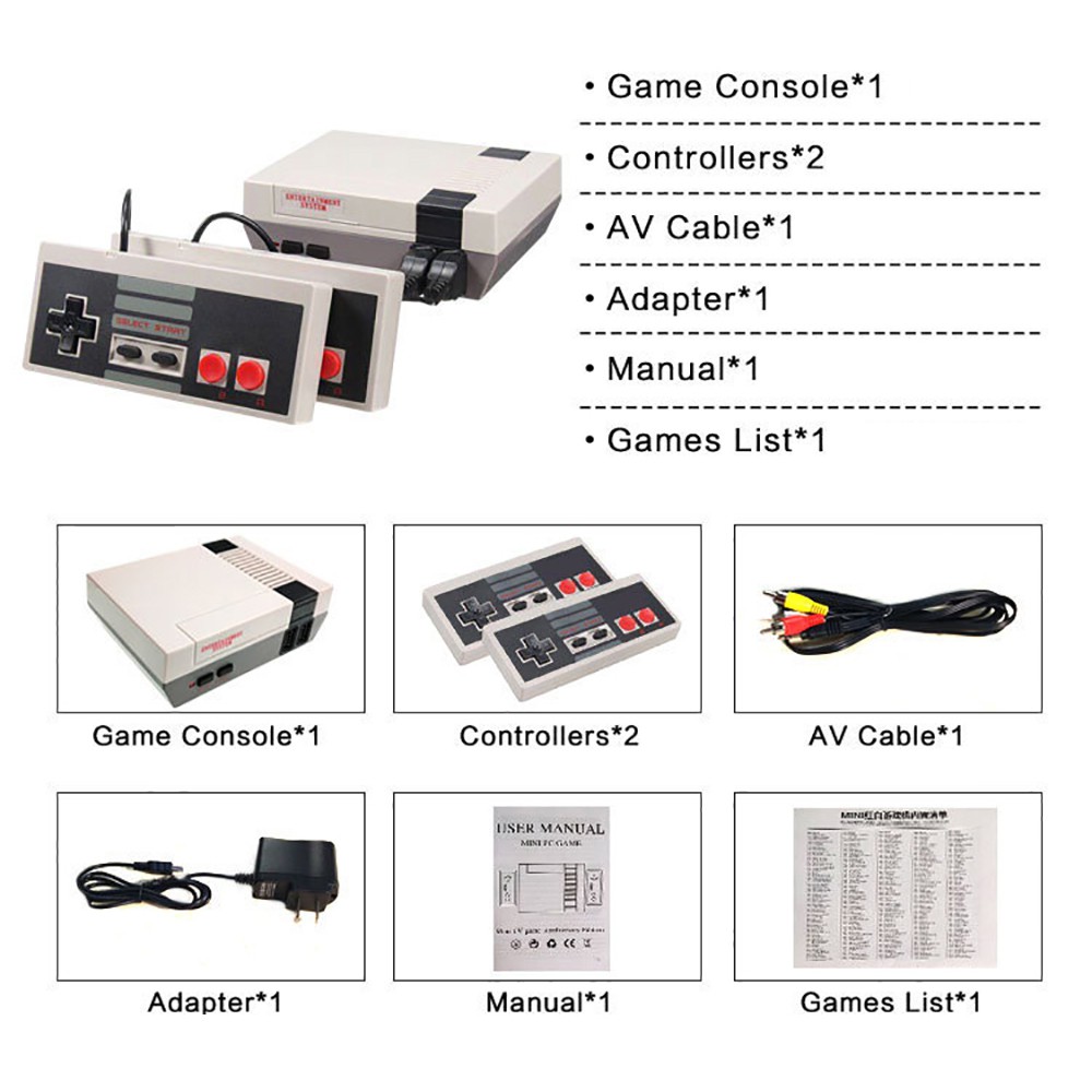 Máy Chơi Game Cổ Điển NES Classic 620 Trò Chơi Cổng AV -DC3512