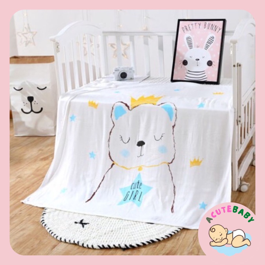 Khăn lụa aden chăn mền sơ sinh 4 lớp cao cấp loại 1 cho bé KT:110x120cm VUBABY