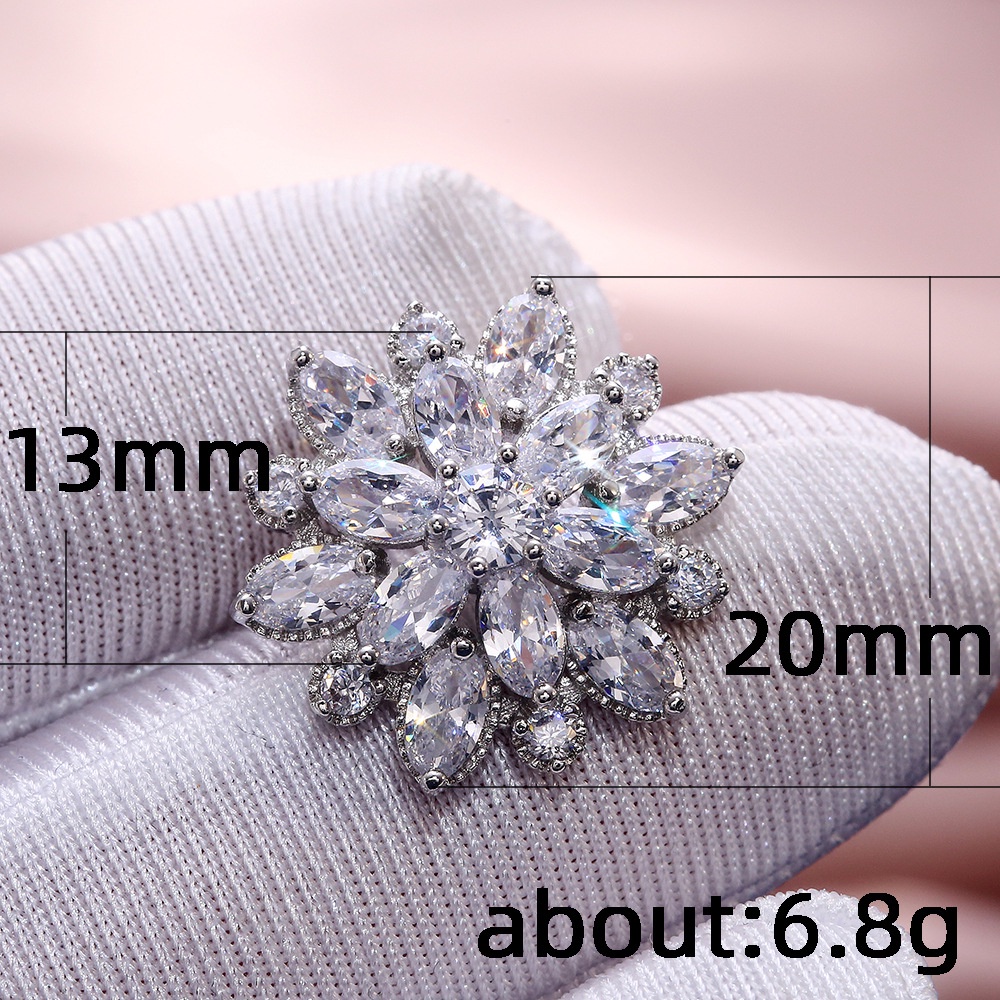 Bông Tai Mạ Bạc 925 Hình Hoa Đính Đá Zircon Toàn Diện Phong Cách Hàn Quốc Cho Cô Dâu