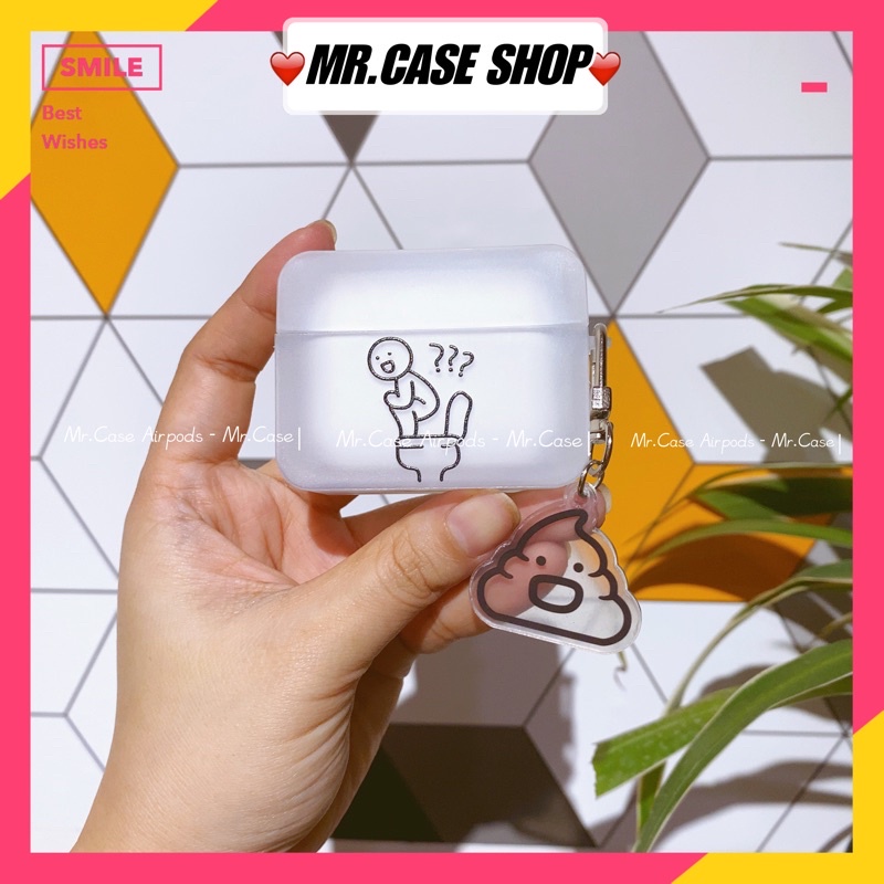 [ Có airpod 3 ] Vỏ bọc tai nghe airpod 1/2/3/pro kiểu dáng vuông lạ mắt hoạ tiết cục shit kèm móc khoá - Mr.Case
