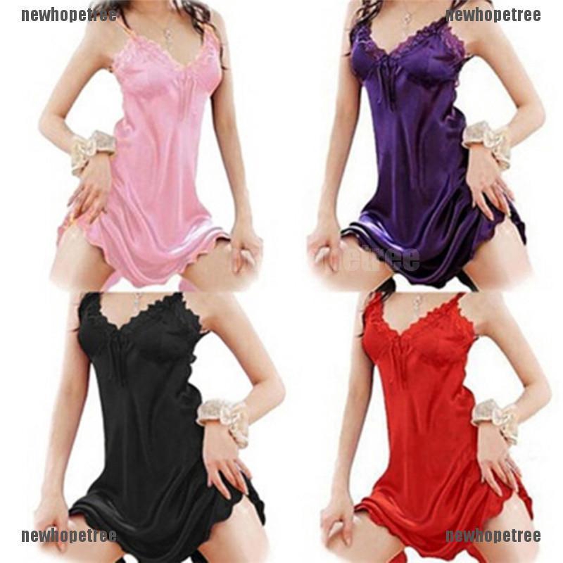 Đầm Ngủ Lụa Satin Kiểu Dáng Babydoll Gợi Cảm NHMY