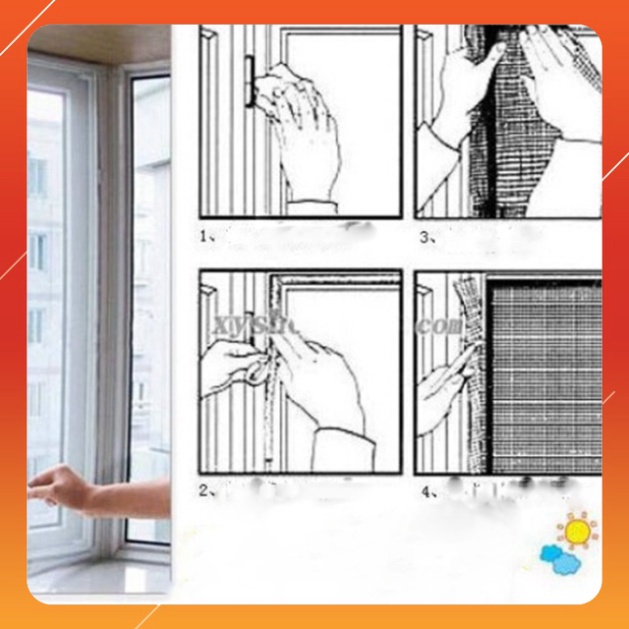 LƯỚI CHỐNG CÔN TRÙNG dán cửa sổ – MÀN DI ĐỘNG THÁO ĐƯỢC CHE RUỒI MUỖI KIẾN BA KHOANG DÍNH TƯỜNG F171SP1