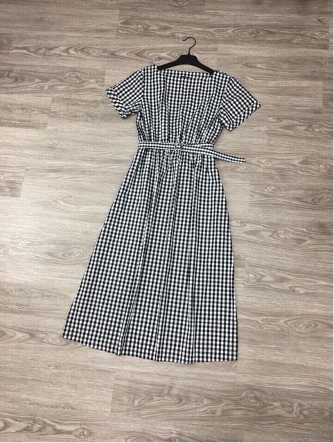 Đầm váy caro form dài kèm belt